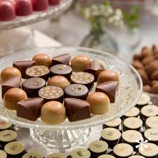 Assorted chocolate bonbons on a tray